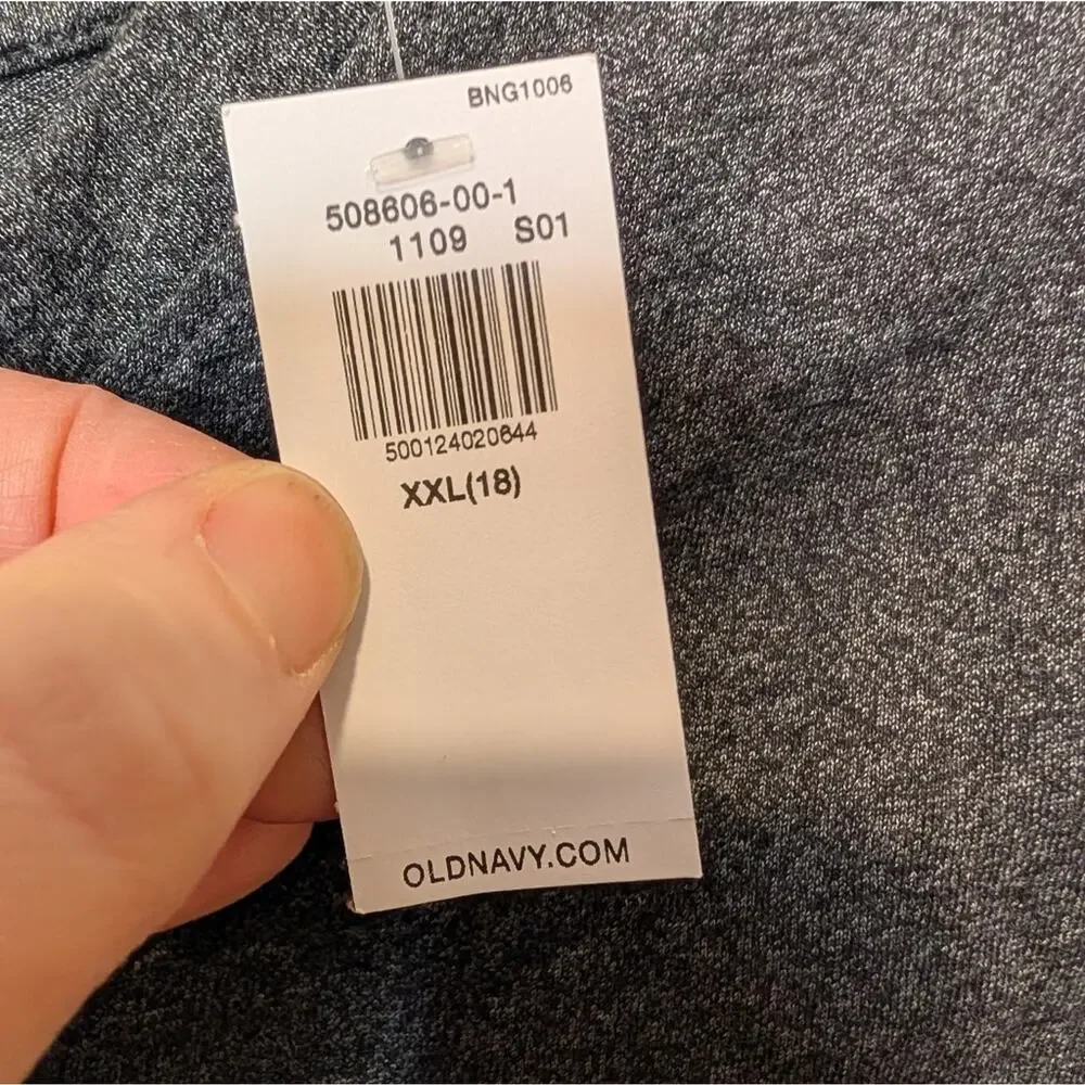 Old Navy Long Sleeve Henley Shirt | Dark Heather Gray | Size XXL (18) | NWT